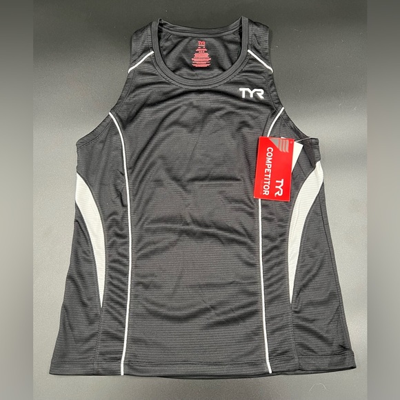 TYR Competitor Women’s Tank Top Athletic Tri Mesh Tank Black White Size M - Picture 1 of 7